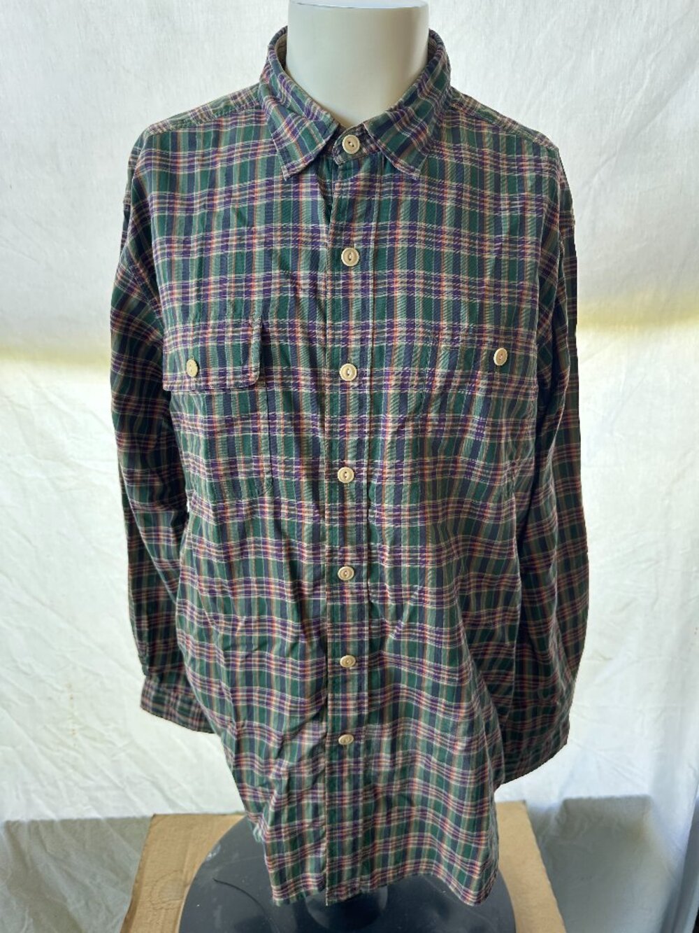 Polo Country Ralph Lauren Suede Elbow Patches Men's Green Plaid LS Button